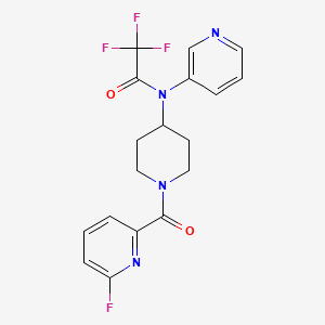 molecular formula C18H16F4N4O2 B2471087 2,2,2-trifluoro-N-[1-(6-fluoropyridine-2-carbonyl)piperidin-4-yl]-N-(pyridin-3-yl)acetamide CAS No. 2094871-65-3