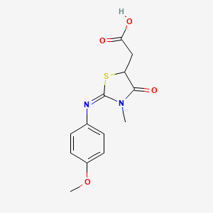 molecular formula C13H14N2O4S B2471091 (2-[(4-Methoxyphenyl)imino]-3-methyl-4-oxo-1,3-thiazolidin-5-yl)acetic acid CAS No. 444544-43-8