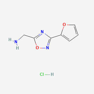 molecular formula C7H8ClN3O2 B2471094 (3-(Furan-2-yl)-1,2,4-oxadiazol-5-yl)methanamine hydrochloride CAS No. 1435804-36-6