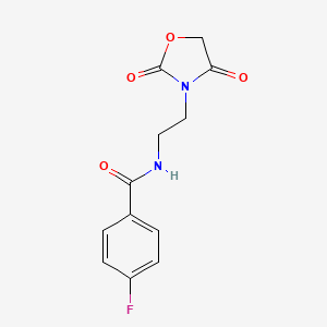 molecular formula C12H11FN2O4 B2471103 N-(2-(2,4-二氧代恶唑烷-3-基)乙基)-4-氟苯甲酰胺 CAS No. 2034610-93-8