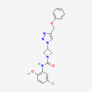 molecular formula C20H20ClN5O3 B2471104 N-(5-chloro-2-methoxyphenyl)-3-(4-(phenoxymethyl)-1H-1,2,3-triazol-1-yl)azetidine-1-carboxamide CAS No. 1903914-76-0