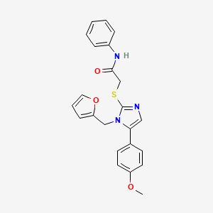 molecular formula C23H21N3O3S B2471111 2-((1-(furan-2-ylmethyl)-5-(4-methoxyphenyl)-1H-imidazol-2-yl)thio)-N-phenylacetamide CAS No. 1207012-30-3