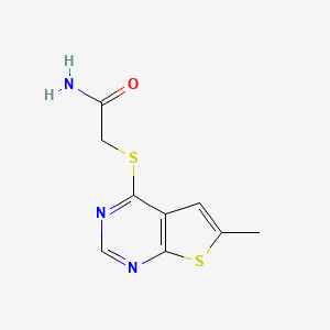 molecular formula C9H9N3OS2 B2471117 2-(6-メチル-チエノ[2,3-d]ピリミジン-4-イルスルファニル)-アセトアミド CAS No. 876901-73-4