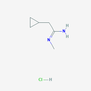 molecular formula C6H13ClN2 B2471119 2-Cyclopropyl-N'-methylethanimidamide;hydrochloride CAS No. 2411276-06-5