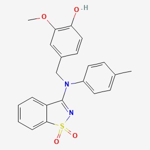 molecular formula C22H20N2O4S B2471133 4-{[(1,1-Dioxido-1,2-benzisothiazol-3-YL)(4-methylphenyl)amino]methyl}-2-methoxyphenol CAS No. 433941-92-5