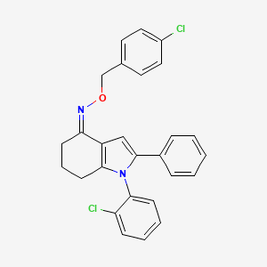molecular formula C27H22Cl2N2O B2471145 1-(2-chlorophenyl)-2-phenyl-1,5,6,7-tetrahydro-4H-indol-4-one O-(4-chlorobenzyl)oxime CAS No. 338979-02-5