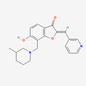 molecular formula C21H22N2O3 B2471148 (Z)-6-hydroxy-7-((3-methylpiperidin-1-yl)methyl)-2-(pyridin-3-ylmethylene)benzofuran-3(2H)-one CAS No. 896827-21-7