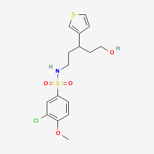 molecular formula C16H20ClNO4S2 B2471160 3-chloro-N-(5-hydroxy-3-(thiophen-3-yl)pentyl)-4-methoxybenzenesulfonamide CAS No. 2034541-46-1