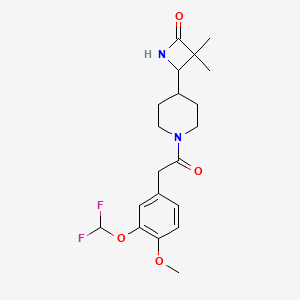 molecular formula C20H26F2N2O4 B2471165 4-[1-[2-[3-(Difluoromethoxy)-4-methoxyphenyl]acetyl]piperidin-4-yl]-3,3-dimethylazetidin-2-one CAS No. 2188198-79-8