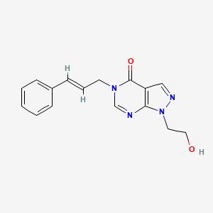 molecular formula C16H16N4O2 B2471168 5-肉桂酰基-1-(2-羟乙基)-1H-吡唑并[3,4-d]嘧啶-4(5H)-酮 CAS No. 900011-18-9