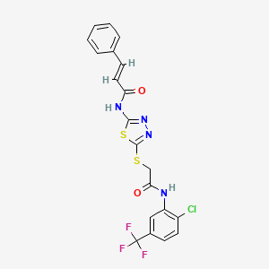 molecular formula C20H14ClF3N4O2S2 B2471214 N-(5-((2-((2-氯-5-(三氟甲基)苯基)氨基)-2-氧代乙基)硫代)-1,3,4-噻二唑-2-基)肉桂酰胺 CAS No. 392298-94-1