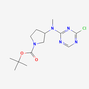 molecular formula C13H20ClN5O2 B2471230 Tert-butyl 3-[(4-chloro-1,3,5-triazin-2-yl)-methylamino]pyrrolidine-1-carboxylate CAS No. 2377031-94-0