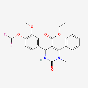 molecular formula C22H22F2N2O5 B2471234 Ethyl 4-[4-(difluoromethoxy)-3-methoxyphenyl]-1-methyl-2-oxo-6-phenyl-1,2,3,4-tetrahydropyrimidine-5-carboxylate CAS No. 312507-38-3