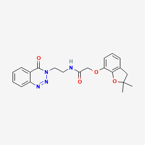molecular formula C21H22N4O4 B2471241 2-((2,2-dimethyl-2,3-dihydrobenzofuran-7-yl)oxy)-N-(2-(4-oxobenzo[d][1,2,3]triazin-3(4H)-yl)ethyl)acetamide CAS No. 2034375-26-1