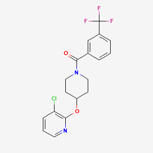 molecular formula C18H16ClF3N2O2 B2471244 (4-((3-Chloropyridin-2-yl)oxy)piperidin-1-yl)(3-(trifluoromethyl)phenyl)methanone CAS No. 1428363-61-4