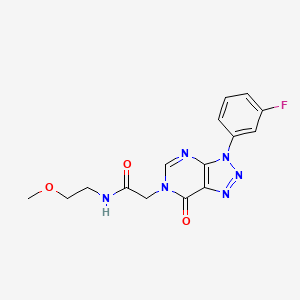 molecular formula C15H15FN6O3 B2471248 2-[3-(3-fluorophenyl)-7-oxotriazolo[4,5-d]pyrimidin-6-yl]-N-(2-methoxyethyl)acetamide CAS No. 872590-45-9