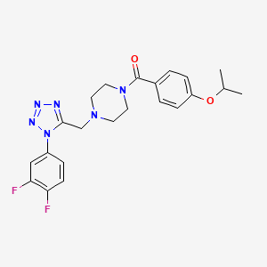 molecular formula C22H24F2N6O2 B2471270 (4-((1-(3,4-difluorophenyl)-1H-tetrazol-5-yl)methyl)piperazin-1-yl)(4-isopropoxyphenyl)methanone CAS No. 1040676-71-8