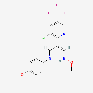 molecular formula C17H15ClF3N3O2 B2471273 (Z)-2-[3-氯-5-(三氟甲基)吡啶-2-基]-N-甲氧基-3-(4-甲氧基苯基)亚氨基丙-1-烯-1-胺 CAS No. 320420-73-3