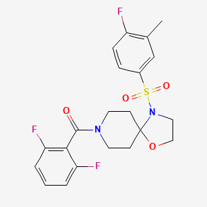 molecular formula C21H21F3N2O4S B2471288 8-(2,6-二氟苯甲酰)-4-[(4-氟-3-甲基苯基)磺酰基]-1-氧代-4,8-二氮杂螺[4.5]癸烷 CAS No. 946262-10-8