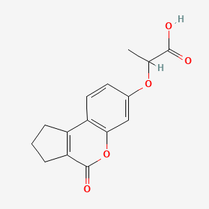 molecular formula C15H14O5 B2471289 2-[(4-Oxo-1,2,3,4-tetrahydrocyclopenta[c]chromen-7-yl)oxy]propanoic acid CAS No. 374702-07-5