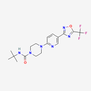 molecular formula C17H21F3N6O2 B2471292 N-(tert-butyl)-4-(5-(5-(trifluoromethyl)-1,2,4-oxadiazol-3-yl)pyridin-2-yl)piperazine-1-carboxamide CAS No. 1219906-01-0