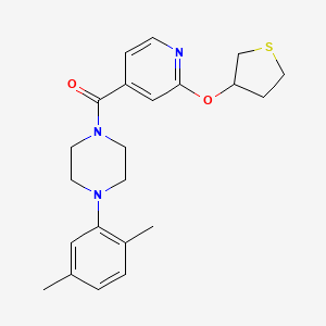 molecular formula C22H27N3O2S B2471301 (4-(2,5-Dimethylphenyl)piperazin-1-yl)(2-((tetrahydrothiophen-3-yl)oxy)pyridin-4-yl)methanone CAS No. 2034428-98-1