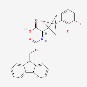 molecular formula C28H23F2NO4 B2471304 2-[3-(2,3-Difluorophenyl)-1-bicyclo[1.1.1]pentanyl]-2-(9H-fluoren-9-ylmethoxycarbonylamino)acetic acid CAS No. 2287263-03-8