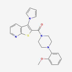 molecular formula C23H22N4O2S B2471308 (3-(1H-pyrrol-1-yl)thieno[2,3-b]pyridin-2-yl)(4-(2-methoxyphenyl)piperazin-1-yl)methanone CAS No. 1112279-77-2