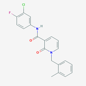 molecular formula C20H16ClFN2O2 B2471310 N-(3-chloro-4-fluorophenyl)-1-(2-methylbenzyl)-2-oxo-1,2-dihydropyridine-3-carboxamide CAS No. 1005298-30-5