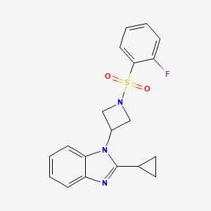 B2471311 2-Cyclopropyl-1-[1-(2-fluorophenyl)sulfonylazetidin-3-yl]benzimidazole CAS No. 2379988-15-3