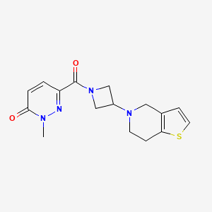 molecular formula C16H18N4O2S B2471314 6-(3-(6,7-dihydrothieno[3,2-c]pyridin-5(4H)-yl)azetidine-1-carbonyl)-2-methylpyridazin-3(2H)-one CAS No. 2034293-76-8