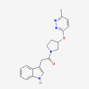 molecular formula C19H20N4O2 B2471340 2-(1H-吲哚-3-基)-1-(3-((6-甲基吡啶-3-基)氧代)吡咯烷-1-基)乙酮 CAS No. 2034247-27-1