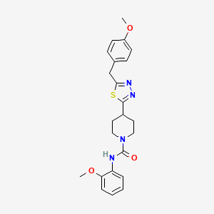 molecular formula C23H26N4O3S B2471342 4-(5-(4-甲氧基苄基)-1,3,4-噻二唑-2-基)-N-(2-甲氧基苯基)哌啶-1-甲酰胺 CAS No. 1169956-31-3