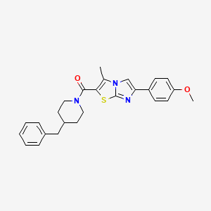 molecular formula C26H27N3O2S B2471344 (4-Benzylpiperidin-1-yl)(6-(4-methoxyphenyl)-3-methylimidazo[2,1-b]thiazol-2-yl)methanone CAS No. 951551-70-5