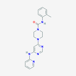 molecular formula C21H23N7O B2471349 4-(6-(吡啶-2-基氨基)嘧啶-4-基)-N-(邻甲苯基)哌嗪-1-甲酰胺 CAS No. 1421468-21-4