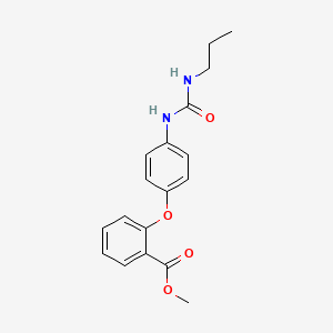 molecular formula C18H20N2O4 B2471365 Methyl 2-(4-{[(propylamino)carbonyl]amino}phenoxy)benzenecarboxylate CAS No. 866038-39-3