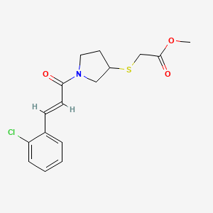 molecular formula C16H18ClNO3S B2471367 (E)-methyl 2-((1-(3-(2-chlorophenyl)acryloyl)pyrrolidin-3-yl)thio)acetate CAS No. 2035021-90-8