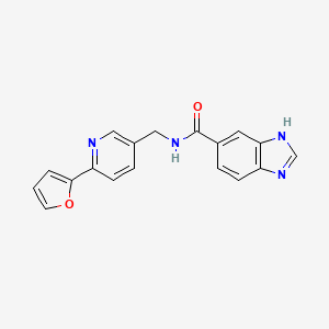 molecular formula C18H14N4O2 B2471369 N-((6-(呋喃-2-基)吡啶-3-基)甲基)-1H-苯并[d]咪唑-5-甲酰胺 CAS No. 2034434-67-6