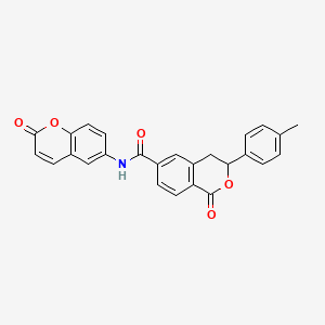 molecular formula C26H19NO5 B2471373 3-(4-甲基苯基)-1-氧代-N-(2-氧代-2H-色满-6-基)-3,4-二氢-1H-异色满-6-甲酰胺 CAS No. 1049142-53-1