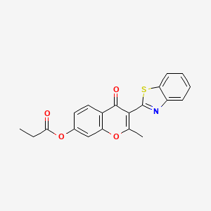 molecular formula C20H15NO4S B2471375 3-(1,3-Benzothiazol-2-yl)-2-methyl-4-oxo-4H-chromen-7-ylpropanoat CAS No. 879923-17-8