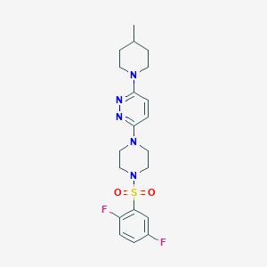 molecular formula C20H25F2N5O2S B2471377 3-(4-((2,5-二氟苯基)磺酰)哌嗪-1-基)-6-(4-甲基哌啶-1-基)吡啶嗪 CAS No. 1219914-61-0