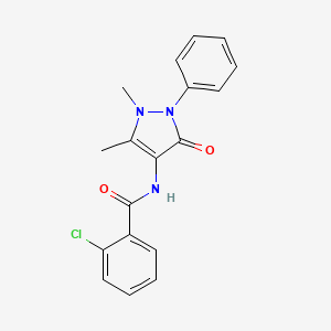 molecular formula C18H16ClN3O2 B2471398 2-chloro-N-(1,5-dimethyl-3-oxo-2-phenyl-2,3-dihydro-1H-pyrazol-4-yl)benzamide CAS No. 3985-30-6