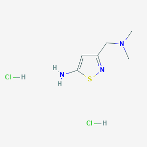 molecular formula C6H13Cl2N3S B2471400 3-[(Dimethylamino)methyl]-1,2-thiazol-5-amine;dihydrochloride CAS No. 2490398-58-6