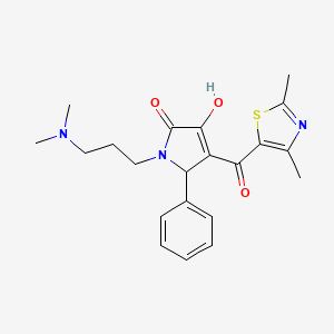molecular formula C21H25N3O3S B2471402 1-(3-(dimethylamino)propyl)-4-(2,4-dimethylthiazole-5-carbonyl)-3-hydroxy-5-phenyl-1H-pyrrol-2(5H)-one CAS No. 627815-40-1