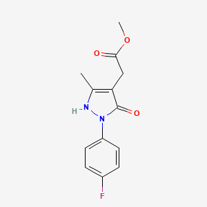 molecular formula C13H13FN2O3 B2471409 methyl 2-[1-(4-fluorophenyl)-5-hydroxy-3-methyl-1H-pyrazol-4-yl]acetate CAS No. 477710-56-8