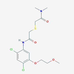 molecular formula C15H20Cl2N2O4S B2471411 2-({2-[2,4-dichloro-5-(2-methoxyethoxy)anilino]-2-oxoethyl}sulfanyl)-N,N-dimethylacetamide CAS No. 341964-86-1