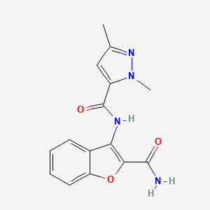 molecular formula C15H14N4O3 B2471413 N-(2-carbamoylbenzofuran-3-yl)-1,3-dimethyl-1H-pyrazole-5-carboxamide CAS No. 1013808-87-1