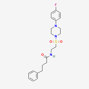 molecular formula C22H28FN3O3S B2471414 N-(2-((4-(4-fluorophenyl)piperazin-1-yl)sulfonyl)ethyl)-4-phenylbutanamide CAS No. 897618-96-1