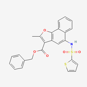 molecular formula C25H19NO5S2 B2471424 2-甲基-5-(噻吩-2-磺酰胺)-萘并[1,2-b]呋喃-3-羧酸苄酯 CAS No. 518053-59-3