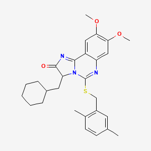 molecular formula C28H33N3O3S B2471425 3-(cyclohexylmethyl)-5-[(2,5-dimethylbenzyl)sulfanyl]-8,9-dimethoxyimidazo[1,2-c]quinazolin-2(3H)-one CAS No. 1032106-83-4
